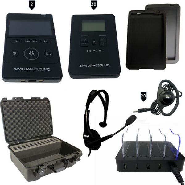 WILLIAMS SOUND DWS-INT3 Sistema de visitação com tradução tourguide com 20 fones 