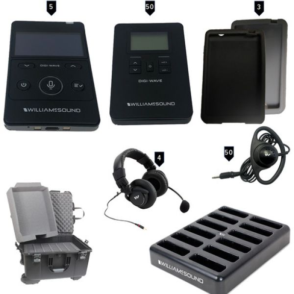 WILLIAMS SOUND DWS-INT5 Sistema de visitação com tradução tourguide com 50 fones