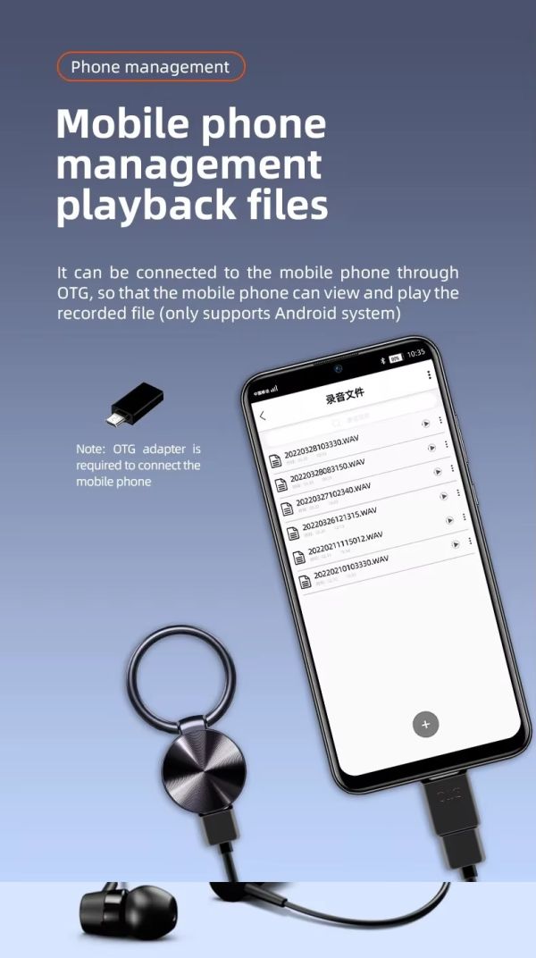 HNSAT ESP-S30 Gravador de voz 8Gb oculto em chaveiro redondo - foto 12