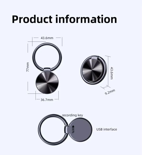 HNSAT ESP-S30 Gravador de voz 8Gb oculto em chaveiro redondo - foto 13