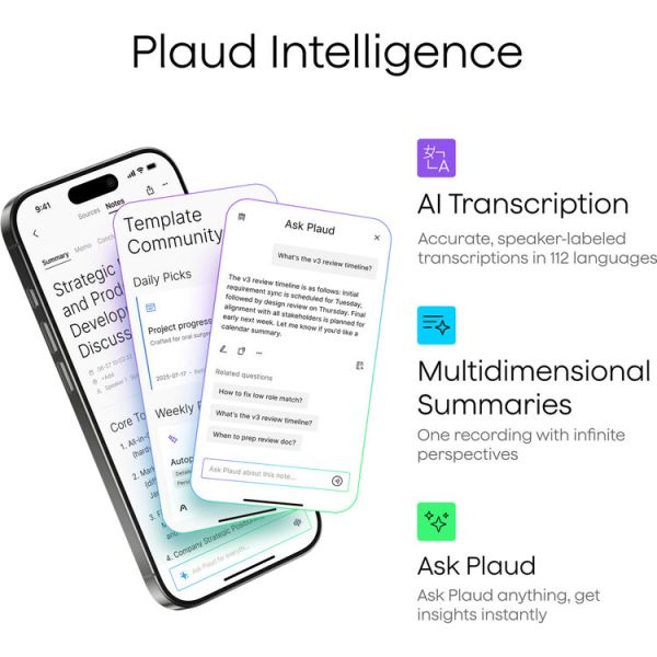 PLAUD NOTE PRO Gravador de voz digital tradutor ChatGPT integrado 64Gb - foto 10