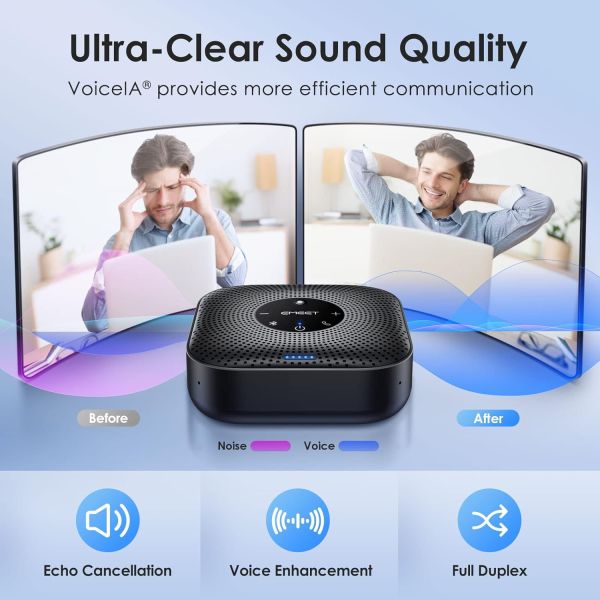 EMEET PLUS M0D PLUS Microfone de mesa duplo bluetooth p/conferência viva voz - foto 4