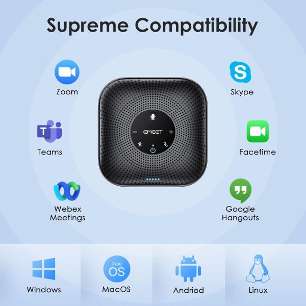 EMEET PLUS M0D PLUS Microfone de mesa duplo bluetooth p/conferência viva voz - foto 8
