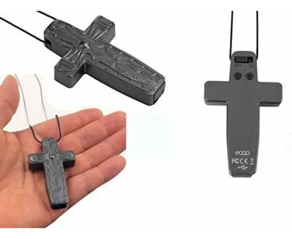 HNSAT ESP-CFG Gravador de voz 8Gb oculto em pingente crucifixo gótico - foto 3