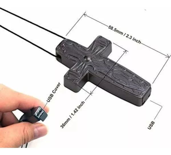HNSAT ESP-CFG Gravador de voz 8Gb oculto em pingente crucifixo gótico - foto 4