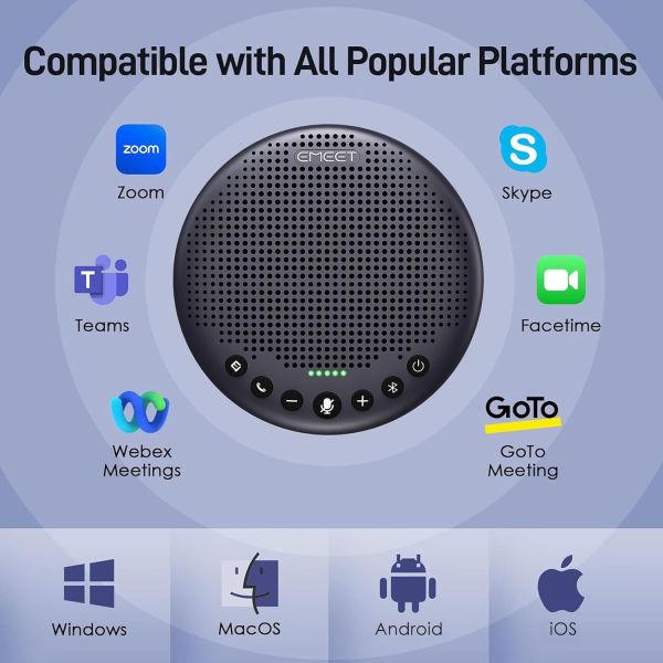 EMEET LUNA PLUS Microfone de mesa com bluetooth p/conferência viva-voz - foto 9