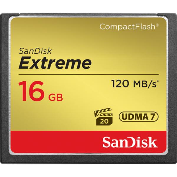 Cartão de memór Compactflash Extreme UDMA7 120Mb/s  SANDISK CF 800X 16GB