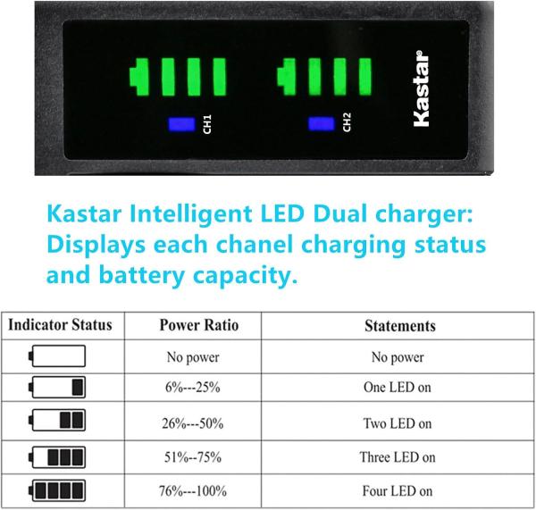 KASTAR CB-NP120 Carregador de bateria digital duplo para Ordro e Fuji - foto 2